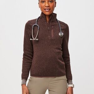 Figs On Shift Espresso 1/4 Zip Sweater Knit